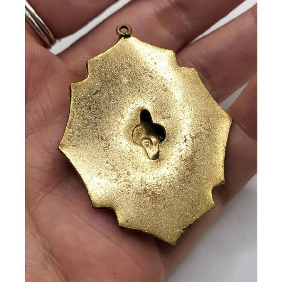 Vintage Black Glass Victorian Revival Pendant 2in - Picture 4 of 5